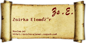 Zsirka Elemér névjegykártya