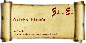 Zsirka Elemér névjegykártya